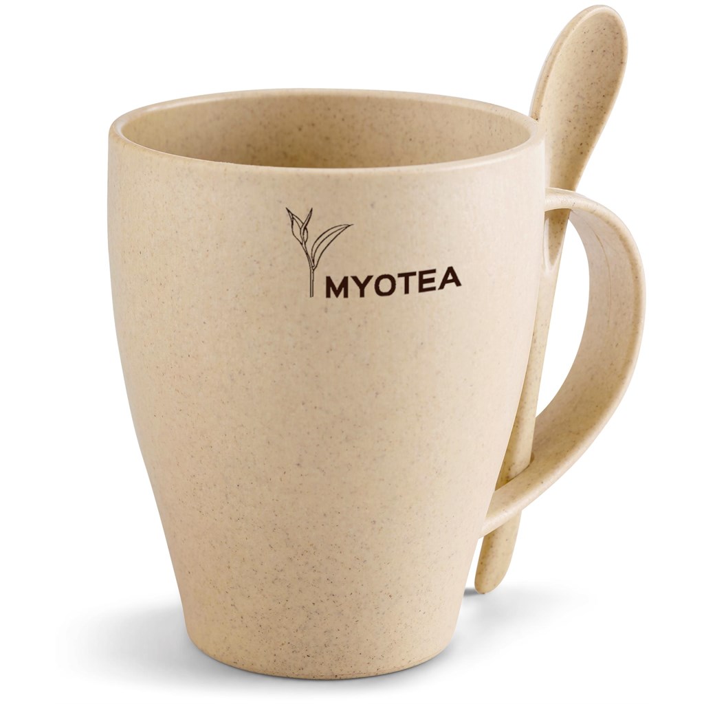 Okiyo Kawai Wheat Straw Mug & Spoon - 350ml