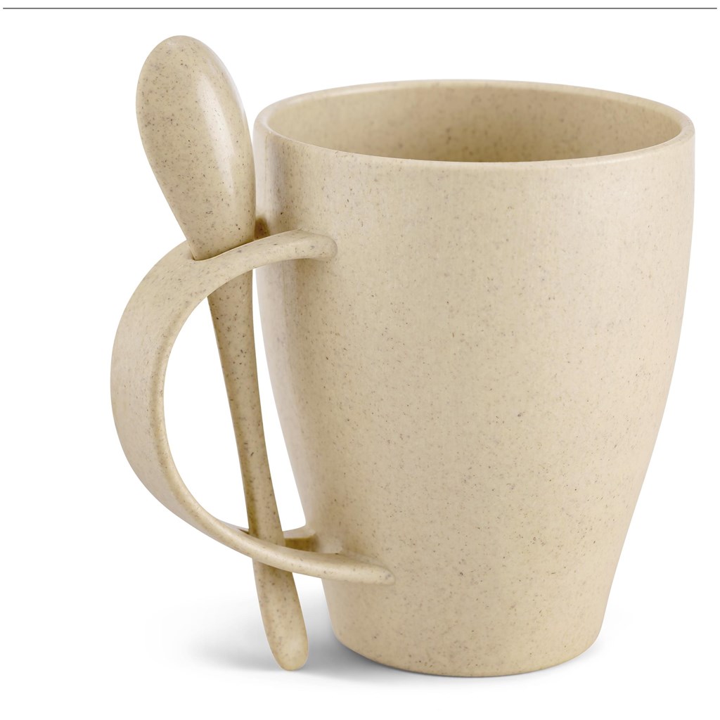 Okiyo Kawai Wheat Straw Mug & Spoon - 350ml