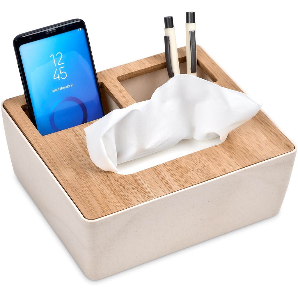 Okiyo Kushami Bamboo Fibre Desk Caddy Tissue Box